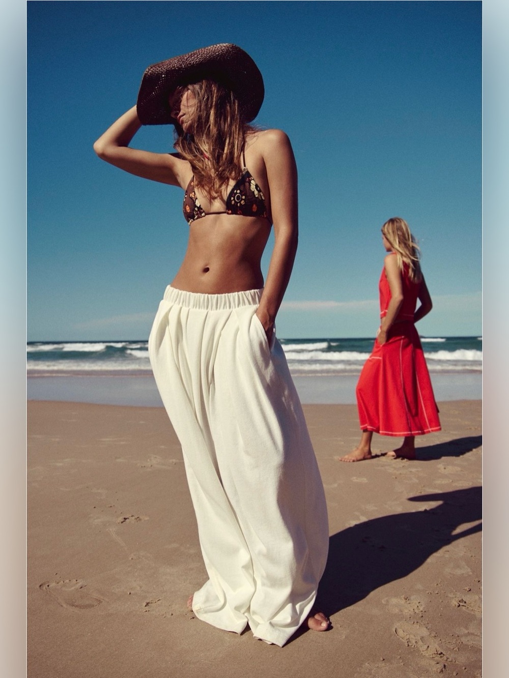 Free People Wide Leg Beach Pants in Cream